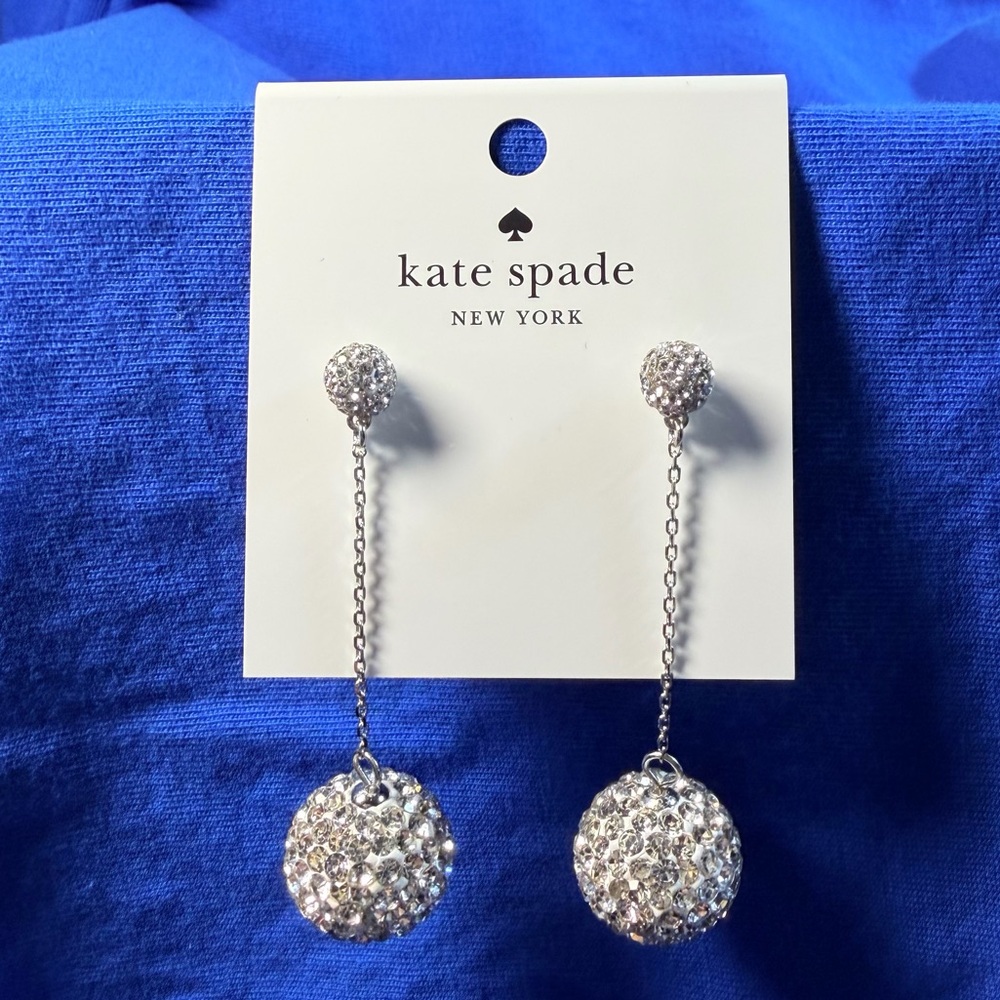 Kate Spade Glittering Silver Drop Earrings